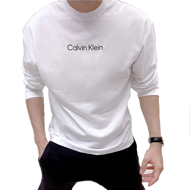 Calvin Klein CK男士秋季圆领纯棉长袖T恤印花时尚休闲打底CM3-68 - 图3