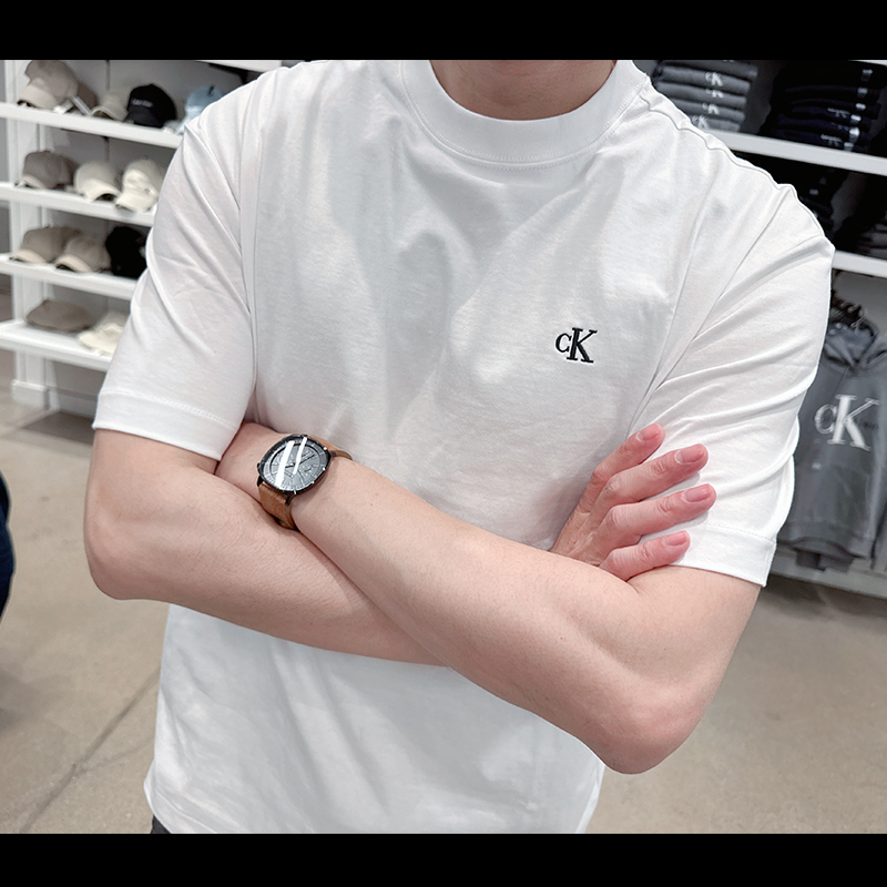 Calvin Klein CK男士2024新款纯棉时尚圆领短袖T恤宽松休闲CM3-99-图0