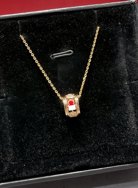 张艺兴卢昱晓同款新年红色国风福禄转运项链路路通圆筒吊坠锁骨链