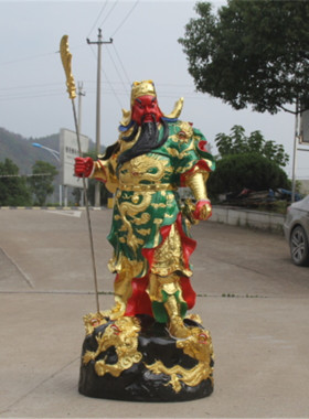 九龙关公佛像树脂彩绘摆件武财神