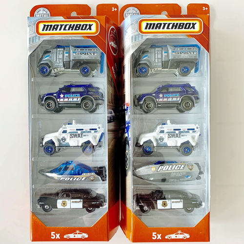 2019新品美泰MATCHBOX火柴盒警车主题合金车模5辆装连包FWX27玩具 - 图2