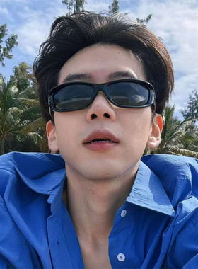 黑色骑行眼镜海边度假风太阳镜男