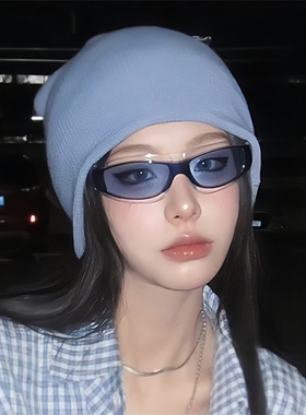 Y2K赛博朋克风蓝色墨镜未来感骑行高级眼镜街拍复古户外运动男女