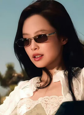 网红同款金框绿色墨镜时尚遮阳女