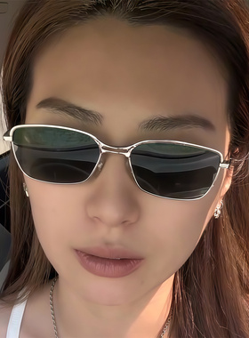 欧美风复古窄框墨镜墨绿色眼镜