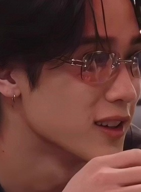 金属无框眼镜水银色韩男痞帅y2k