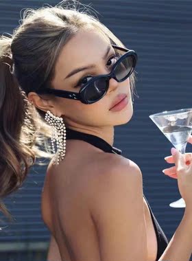 遮阳椭圆欧美男女小框墨镜潮