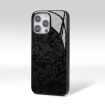 Black graffiti glass mobile phone shell applicable the new iPhone15promax Apple 14 personality 13 creative 12 male