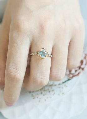 法蓝十字纯美高级感天然镀金戒指