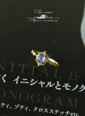 月光石女925纯银精致复古戒指