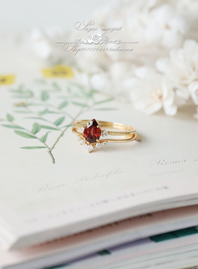 浓郁戒指925纯银石榴石女气质
