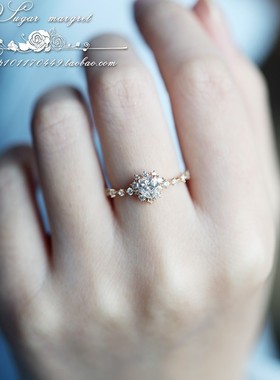 925纯银奢华爱心高碳钻戒指