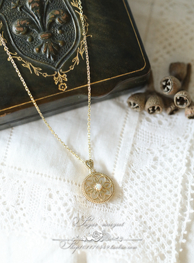 巴黎歌剧院复古镂空女圆盘项链