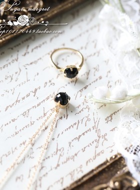 维多利亚风宝石级黑玛瑙银戒指