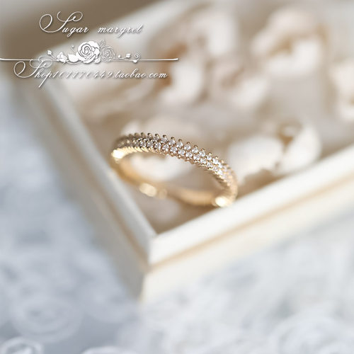 Glimmer 微光  精致双层钻整圈钻 气质款 925纯银镀金戒指 - 图0