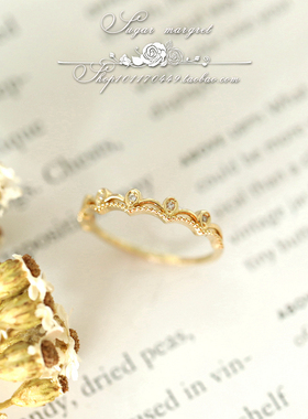 水晶百搭ins潮风纯银黄色戒指