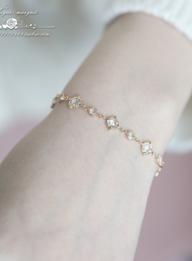 925纯银天然白托帕甜美晶莹手链