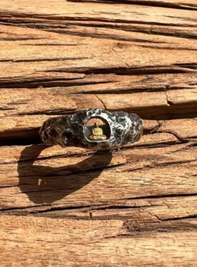 《龙门石窟》石窟佛戒指磐石纹理手工锻打指环传统文化复古精致