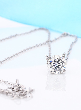 一克拉莫桑石吊坠工厂批发纯银S925简约时尚四爪款莫桑吊坠项链