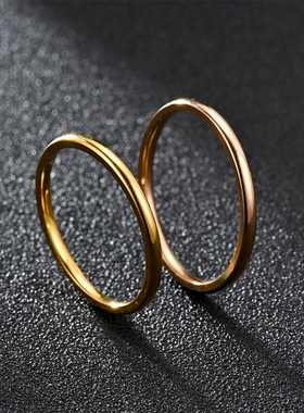 2mm光面不锈钢戒指女款U形电镀不掉色钛钢指环跨境热销展侣珠宝