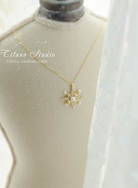 喜金水能量淡水珍珠雪花银项链