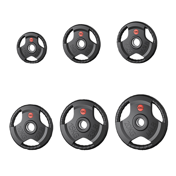 Barbell piece 5/10kg 20kg three-hole hand grab bag iron large hole dumbbell piece rubber Olympic pole weightlifting home fitness