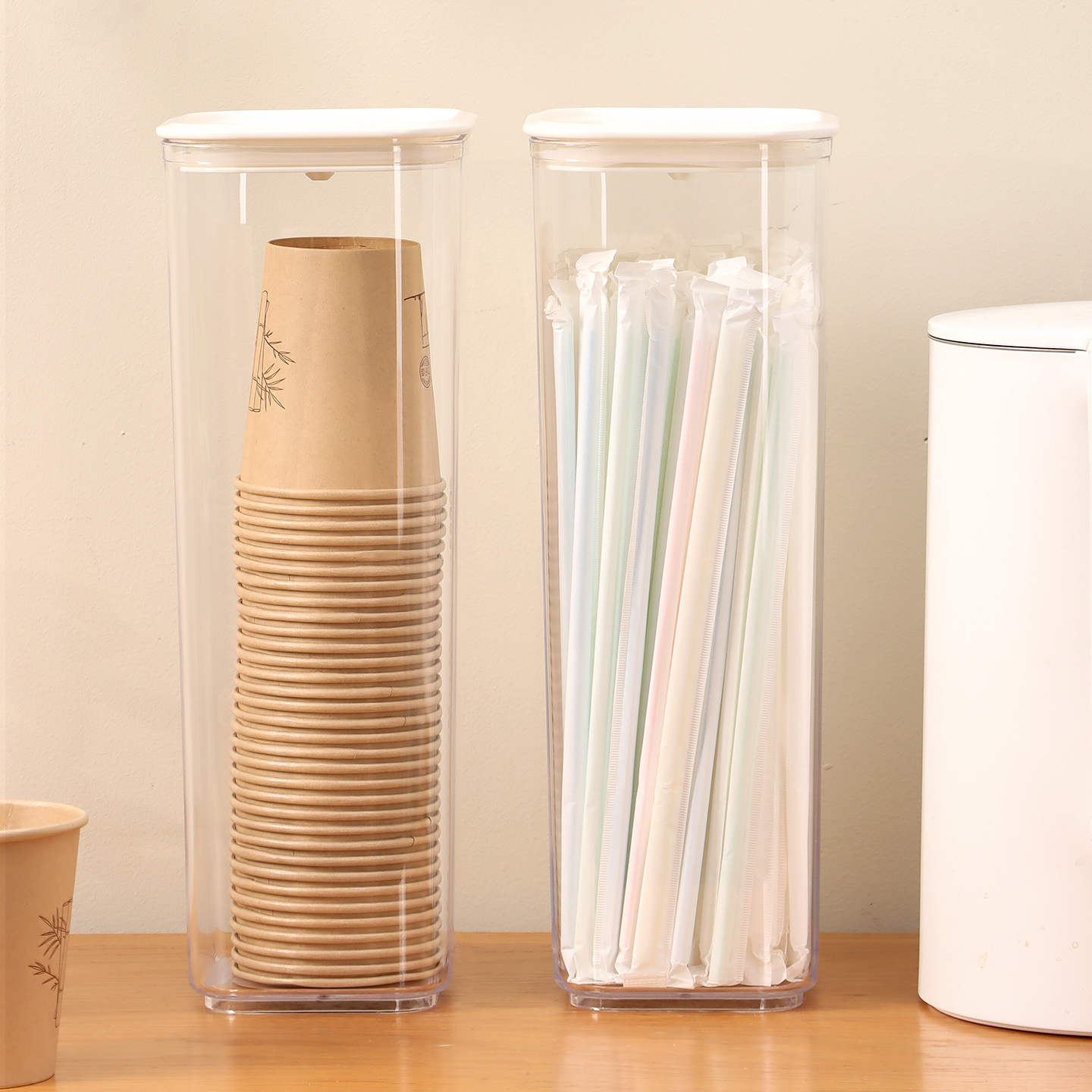 日本一次性杯子收纳盒防尘桌面放纸杯餐边柜置物架水杯专用取杯器,淘宝优惠券,粉丝福利购,淘宝优惠卷