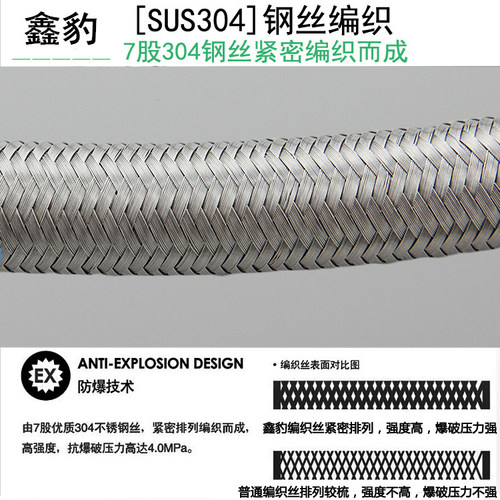 304不锈钢进水软管水管冷热马桶热水器水龙头进水管金属上水管4分 - 图1
