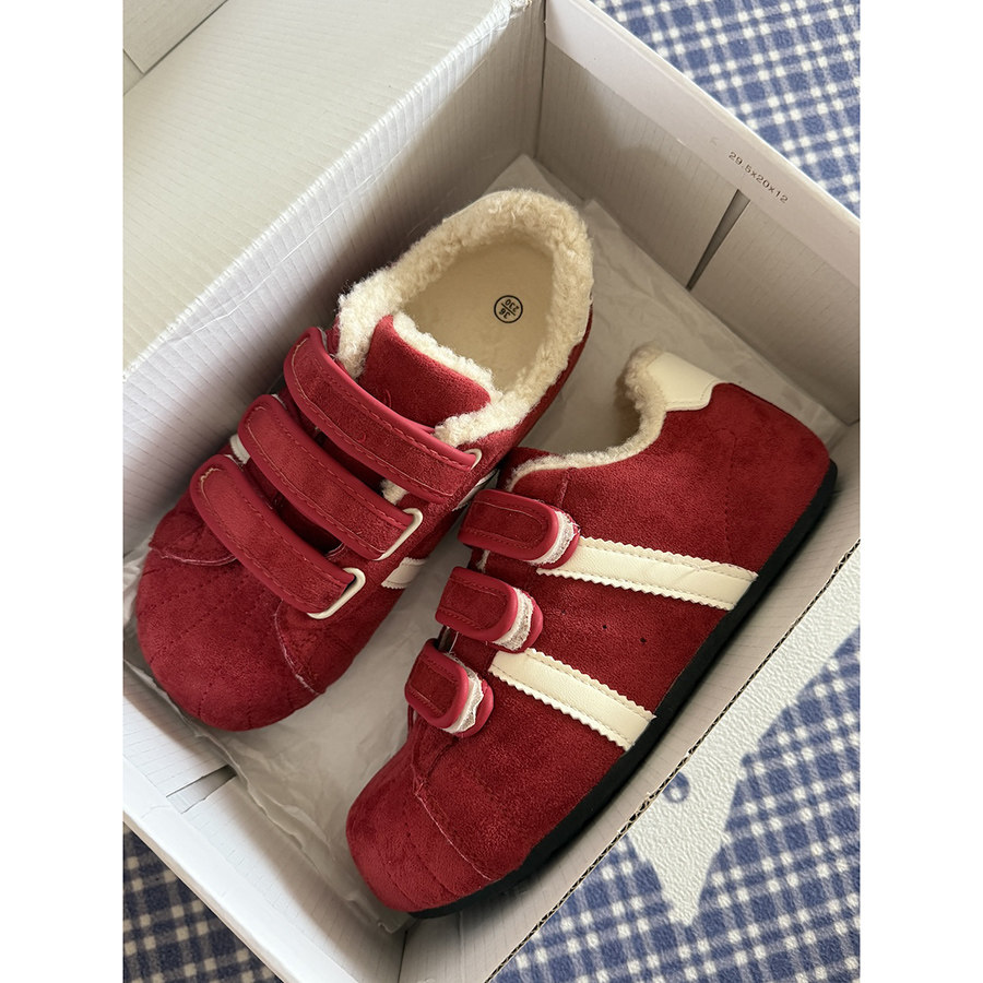 冬季加绒魔术贴女鞋复古百搭休闲厚底板鞋女2025新款秋冬女士棉鞋,淘宝优惠券,粉丝福利购,淘宝优惠卷