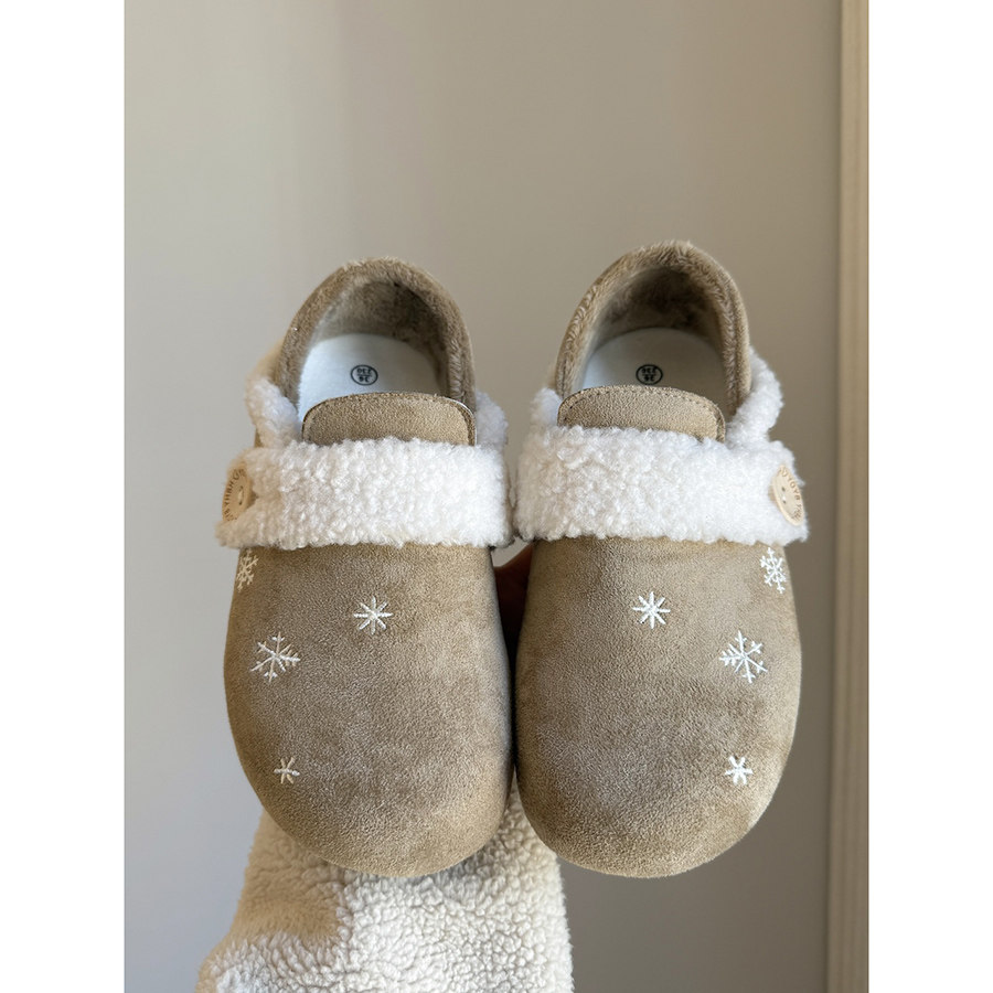 路十三雪花设计勃肯鞋2025冬季新款懒人一脚蹬百搭棉鞋两穿毛毛鞋,淘宝优惠券,粉丝福利购,淘宝优惠卷