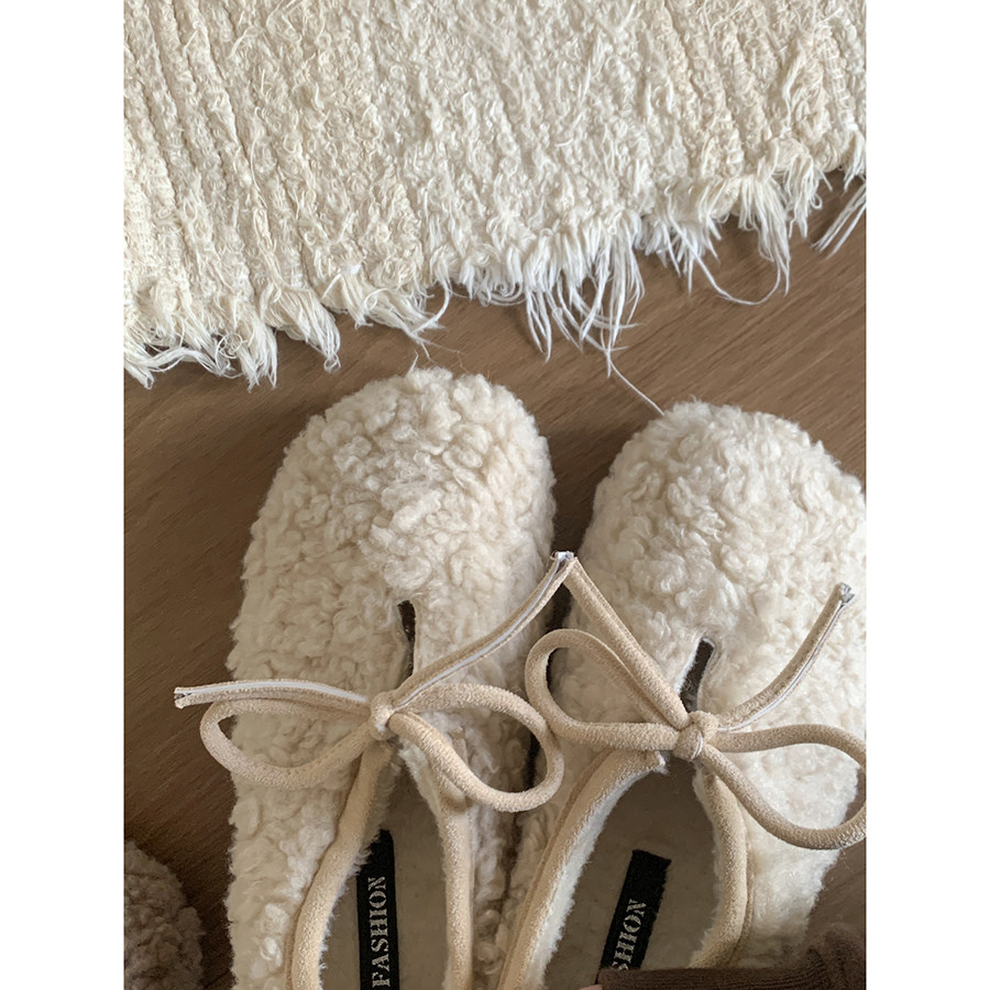 路十三秋冬毛毛鞋子女冬外穿2025新款平底复古加绒羊羔毛豆豆棉鞋,淘宝优惠券,粉丝福利购,淘宝优惠卷