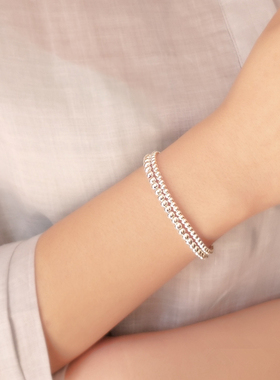 银圆珠手链脚链女通勤时尚