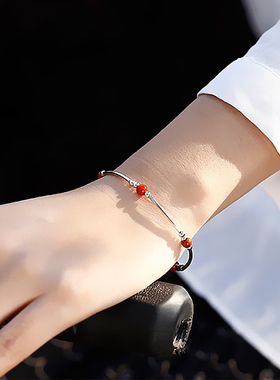 原创天然南红玛瑙细珠节日足银