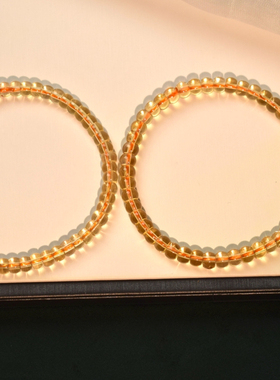 巴西黄水晶直切手链女生叠戴招财金黄老型珠手串小众精致高级礼物