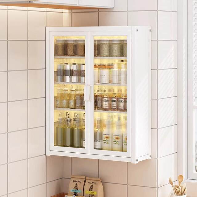 Kitchen wall-mounted seasoning rack without punching and dust protection