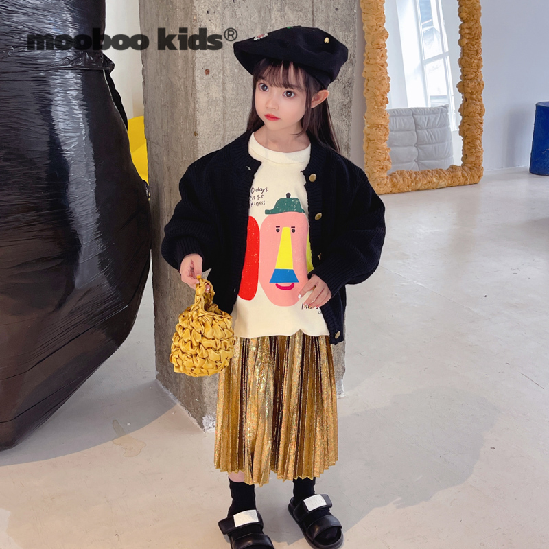 墨宝童装 MoobooKids_秋冬百搭黑色毛衣金扣子开衫 - 图2