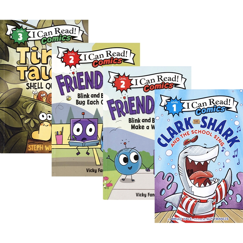 I Can Read Comics  Clark the Shark And The School Sing  Friendbots Tiny Tales Shell Quest 漫画分级读物 1-3级 英文原版 - 图0