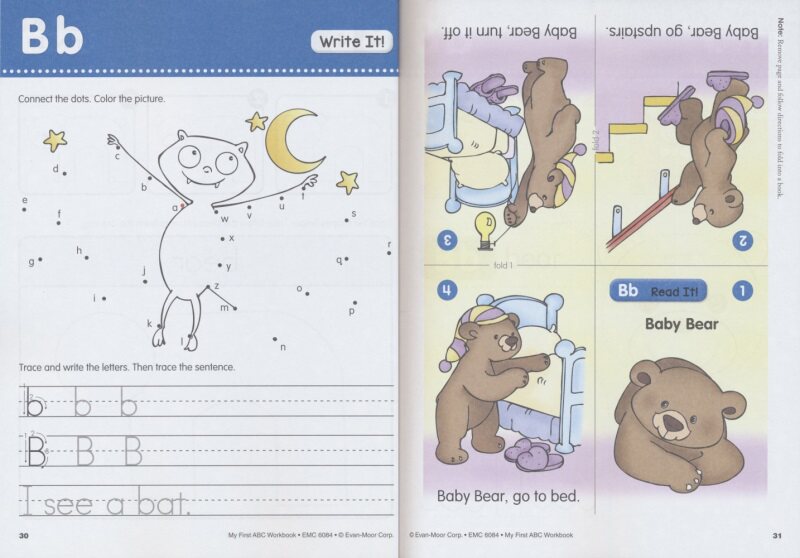 Evan Moor My First ABC Work Book 我的第一本字母手工游戏书 益智启蒙字母 3-6岁 儿童握笔学写字母 故事卡片活动书 英文原版