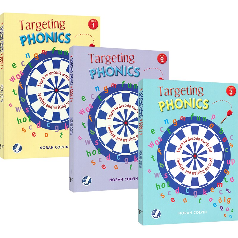 点读版Targeting Phonics 对标自然拼读3册 零基础入门 学练结合200个高频词 英语听说读写 提升阅读英文原版送音频