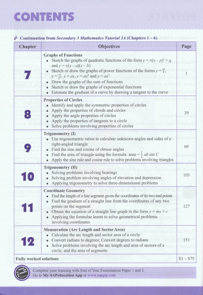 初三年级数学3B册 SAP Secondary 3 Mathematics Tutorial 3B新加坡数学初中原版教辅初中数学教程系列初三数学练习册讲解 14岁-图0