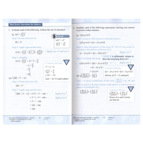 新加坡数学 SAP Secondary Mathematics Tutorial 1A-3B 初中数学练习册 快捷课程 IP直通车 G3课程 附加数学 英文原版进口教辅 - 图3