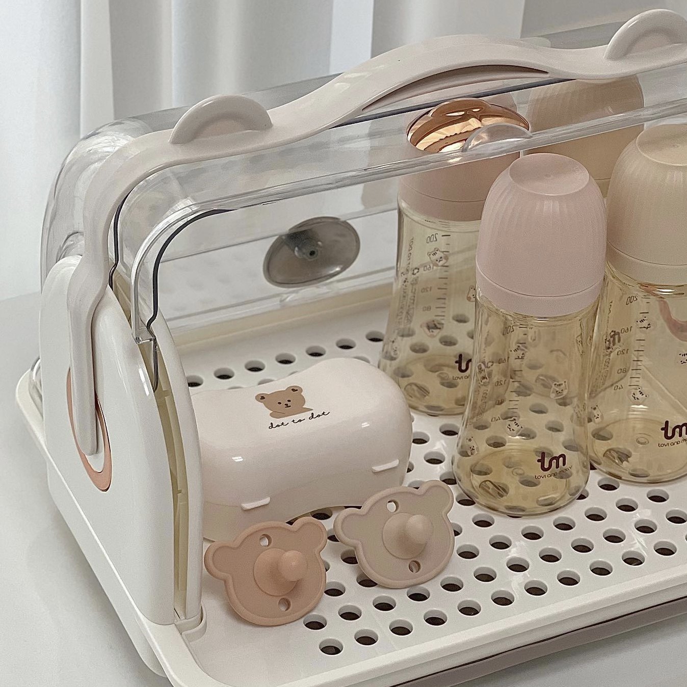 韩国ins宝宝餐具收纳盒婴儿奶瓶收纳箱防尘大容量辅食工具置物柜,淘宝优惠券,粉丝福利购,淘宝优惠卷