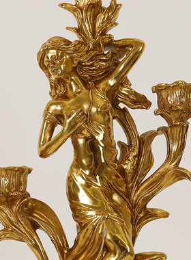 法式复古奢华全铜装饰女神欧式轻奢别墅客厅餐厅大气中古人像摆件