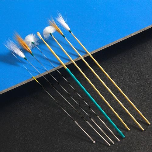 Ушные и ушные инструменты Полный комплект серебряных игольчатых гусемадных палочек Профессиональный копание перьев для волос, куриных перьев, куриных перьев, крана с высоким уровнем