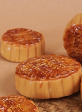 假月饼摆件仿真复古糕点道具装饰