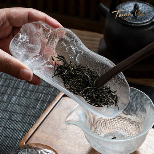 古法琉璃腾龙云海茶则浮雕磨砂霸气祥龙茶道配件茶匙中式禅意茶勺 - 图2