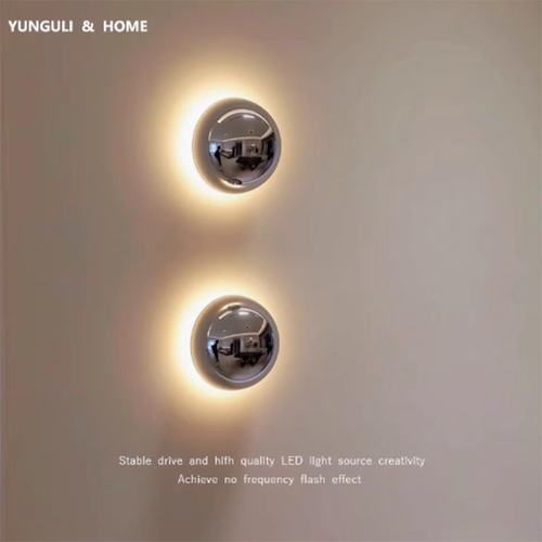 包豪斯卧室床头客厅背景墙灯中古工业风金属圆球玄关走廊氛围壁灯 - 图3