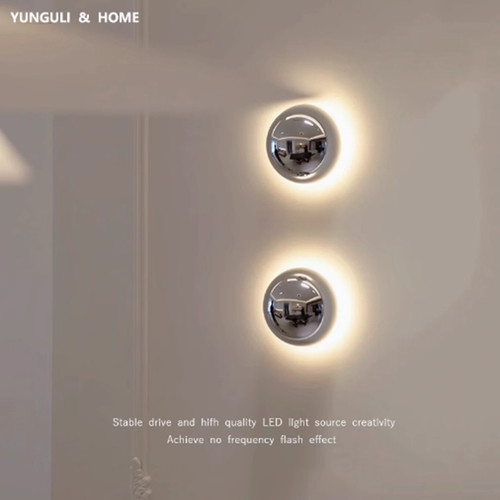 包豪斯卧室床头客厅背景墙灯中古工业风金属圆球玄关走廊氛围壁灯 - 图2