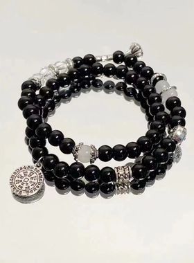 一人之下王也周边新中式八卦太极手链男款原创设计国风叠戴雨花石