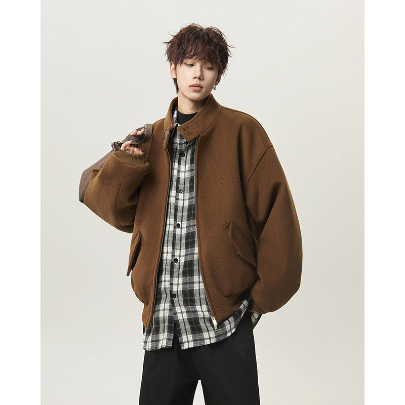 立领美式飞行夹克男棉衣男冬季重磅复古毛呢短款加棉呢子外套棉服,淘宝优惠券,粉丝福利购,淘宝优惠卷